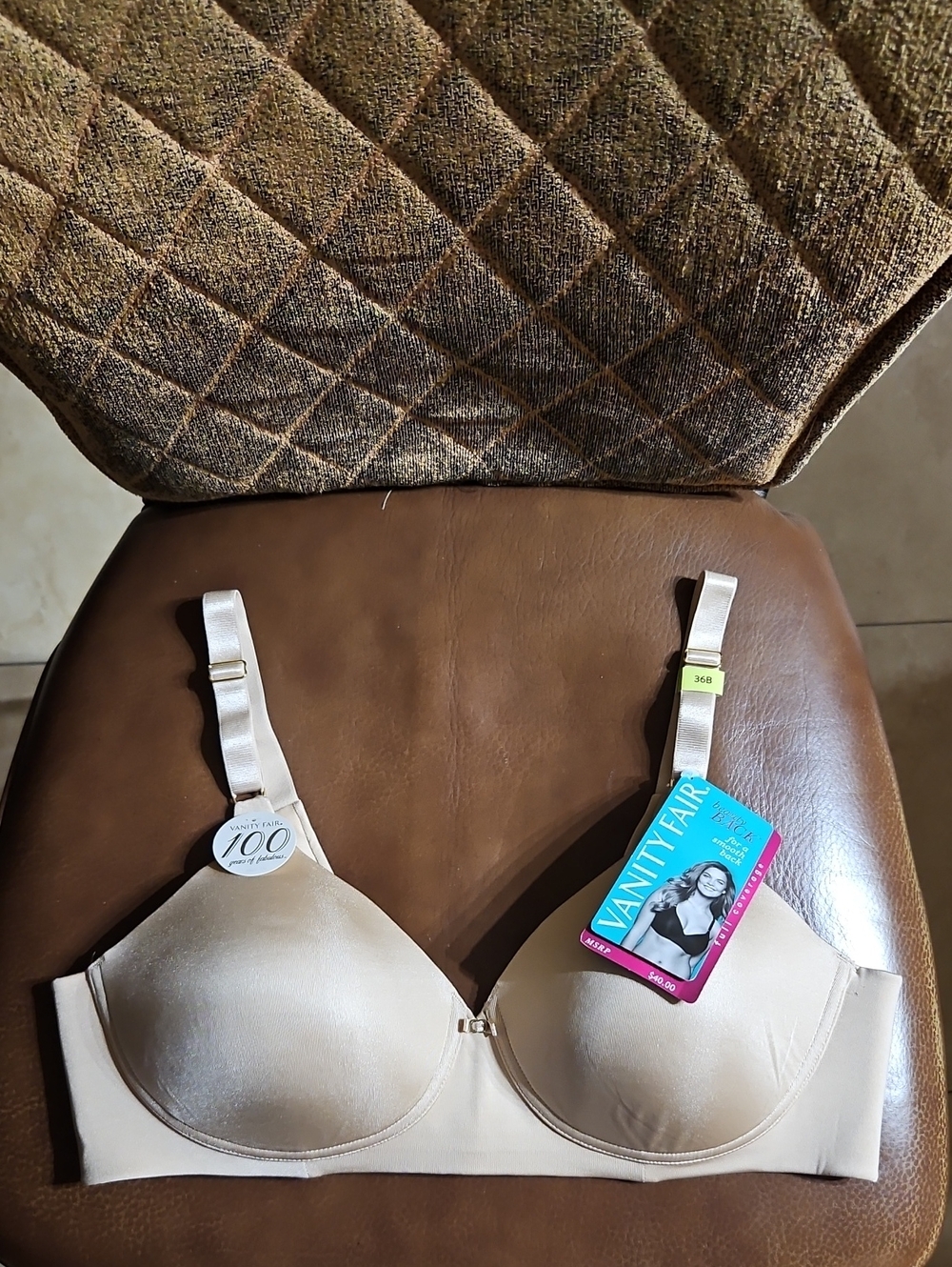 Vanity Fair Beauty Back Full Coverage Wireless Smoothing T-Shirt Bra Tan NWT